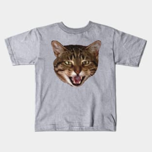 tabby cat meowing funny meme Kids T-Shirt